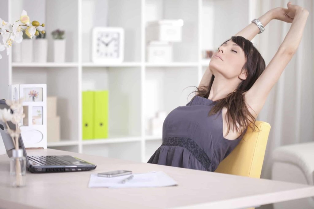 woman relaxing at the office